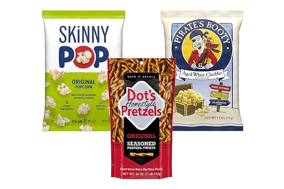 Dot's Pretzels, SkinnyPop, Pirate's Booty Bundle Pack, Original & White Cheddar, Healthy Kids Snacks (3 Pack)
