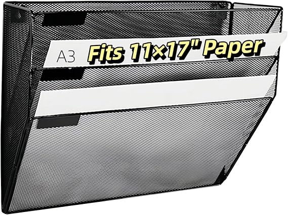 11x17 Wall File Metal Organizer,Hanging Magazine Holder(A3,3 Tier,Black)