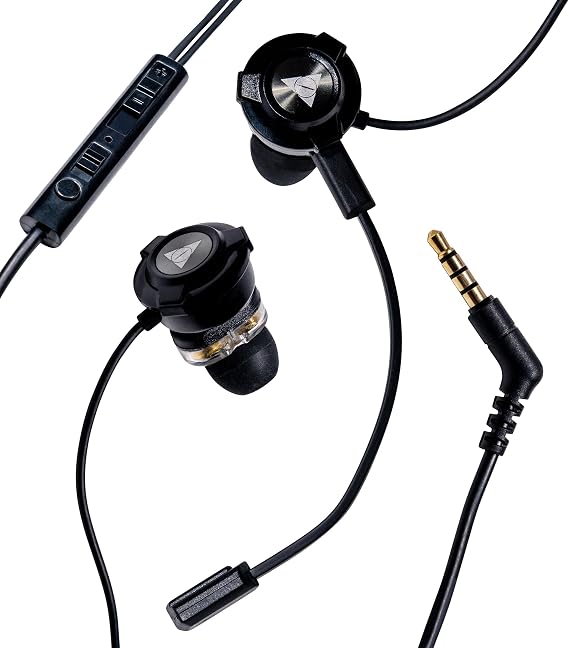 Vault Buds Duo Voice Dual Driver Headphones with Adjustable Boom, in-line Mic and 3D Stereo Sound for Smartphones, Tablets, PC & Laptop