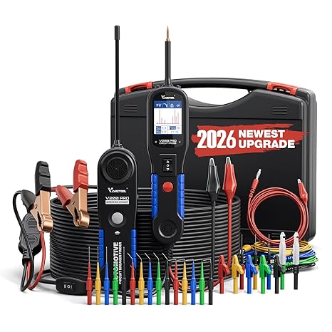 VDIAGTOOL V200 PRO Upgrade Kit Automotive Power Circuit Probe Tester& 30PCS Back Probe,12V-24V Electric Open Short Circuit Breaker Finder AC DC Voltage Relay Fuse Component Test 40ft Cable Wire Tracer