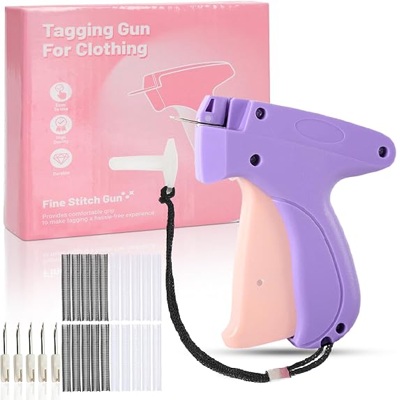 Stitch Gun for Clothes Micro Stitch Tagging Gun for Quick Clothing Fixer Hemming Tool for Instant Repairs - Includes 6 Needle, 1000 Black & 1000 White Fasteners