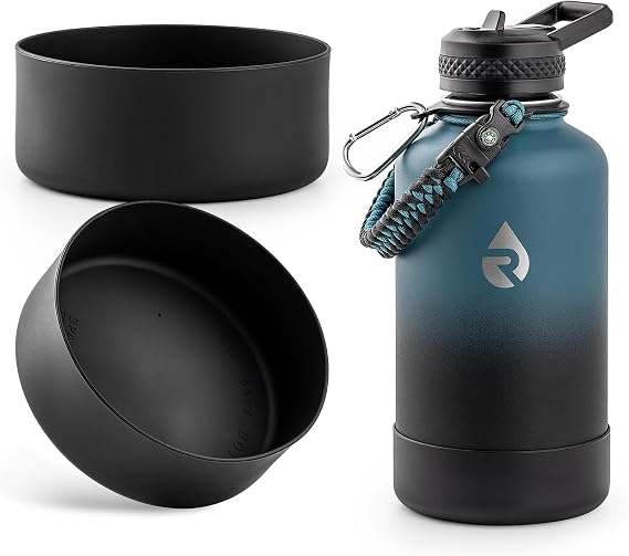 RAYMYLO 2PCS Silicone Water Bottle Boot - Accessories Stainless Steel Insulated Water Bottle Bottom Protector - BPA-Free & Non-Toxic, Black