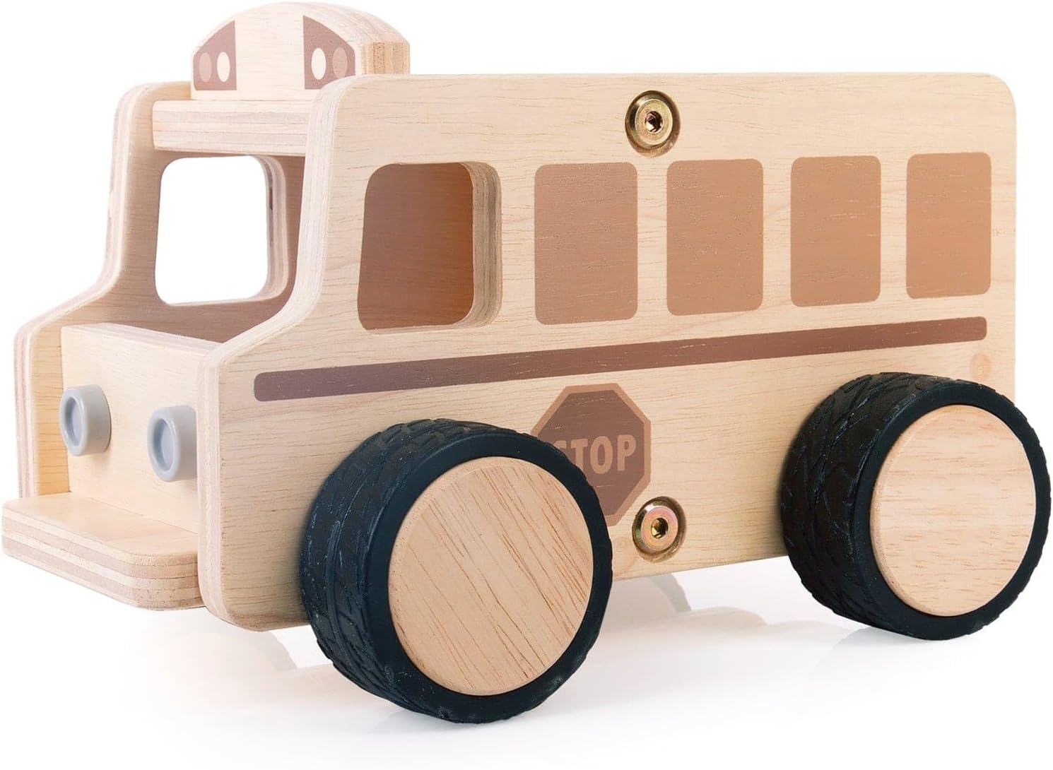 Guidecraft Wooden School Bus: Vehicle Play Set, Kids Learning and Educational Dramatic Play Toy