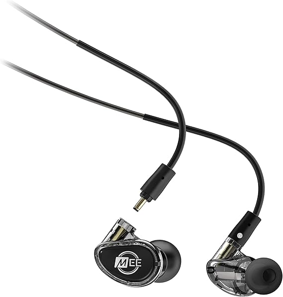 MEE audio Professional MX2 PRO Dual-Driver Hybrid Musician's in Ear Monitor Headphones with Dedicated Subwoofer for Realistic Bass, Noise Isolating Earphones with Detachable Cables, Black