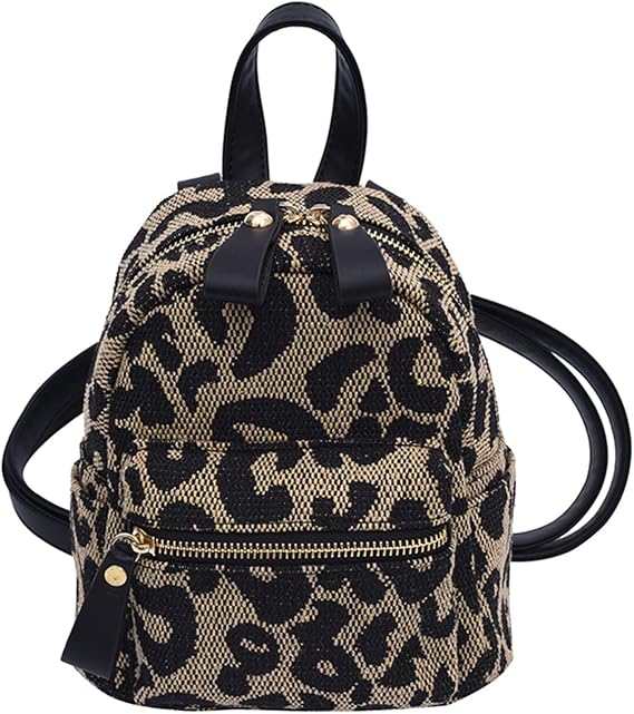 backpack, Leopard Nylon Shoulder Bag Small Backpack School Bags for Teenage Girls Travel(A)
