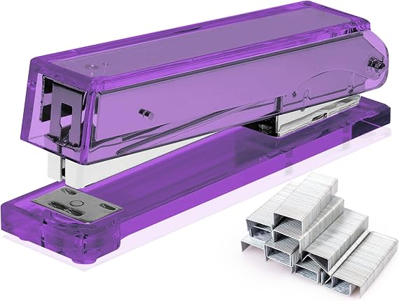 OfficeGoods Acrylic Stapler - Gorgeous Modern Accessory for The Stylish Desk at Home, Office, or School - Takes Standard 1/4" Staples - 5.25" Long - Purple