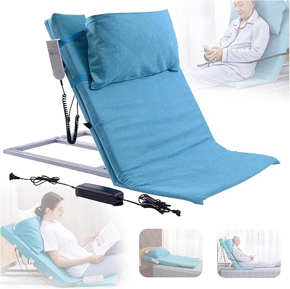 Electric Bed Backrest, Pillow Lifter, Portable Adjustable Sit Up Backrest Fabric, Backrest Bed Support for Neck Head and Lumbar Support, 2-80° Angle Adjustment, Electric Lift Back Support