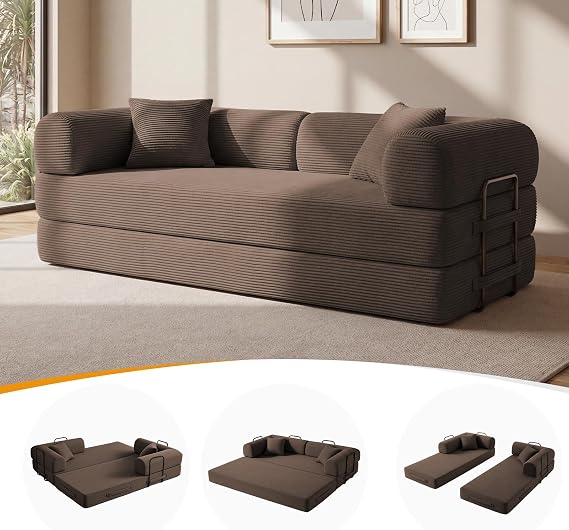 79" Convertible Sofa Bed Set, 4 in 1 Boneless Couch for Living Room