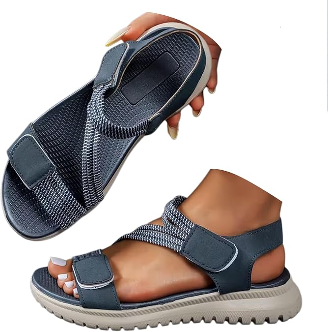Orthopedic Sandals for Women Arch Support Comfortable Flat Sandals with Adjustable Strap Dressy Summer Comfortable Breathable Orthotic Walking Sandals Beach Shoes