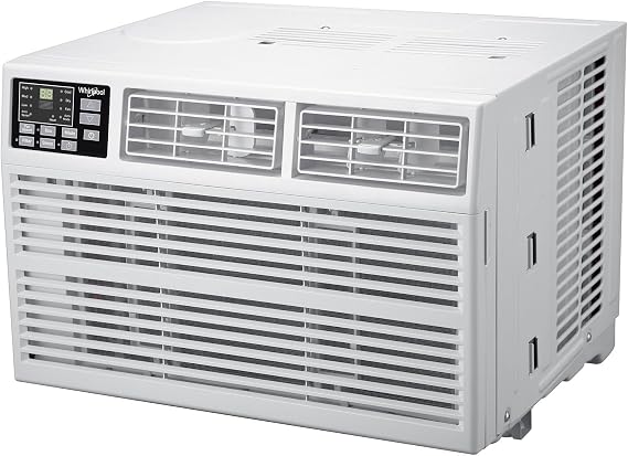 Whirlpool 24,000 BTU Window Air Conditioner with Heat, 230V, Cools up to 1500 Sq. Ft. for Apartment, Bedroom & Large Rooms with Dehumidifier, 3 Speeds, and Remote Control, in White