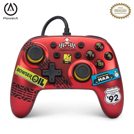 PowerA Nano Wired Controller for Nintendo Switch - Mario Kart: Racer Red, Nintendo Switch - OLED Model, Gamepad, game controller, Compact, Smaller, Portable