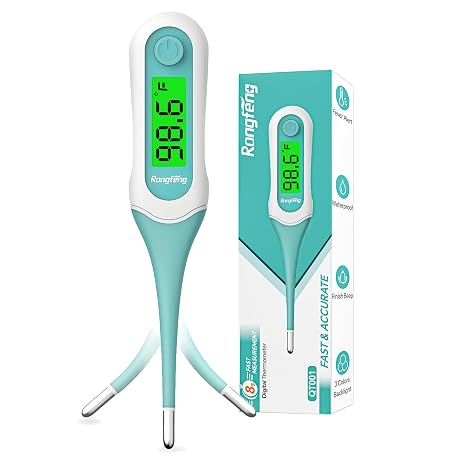 8 Second Digital Oral Thermometer, Fast Reading Thermometer for Adults and Kids with 3 Color Backlit and Fever Alarm for Oral, Rectal, Underarm
