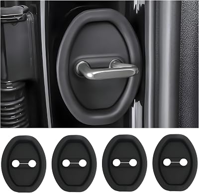 4 Pcs Car Door Lock Latches Cover for Suzuki Ertiga 2018-2023, Car Silicone Doors Locks Guard Stopper Self-Adhesive Silent Shock Decorations Accessories,Black
