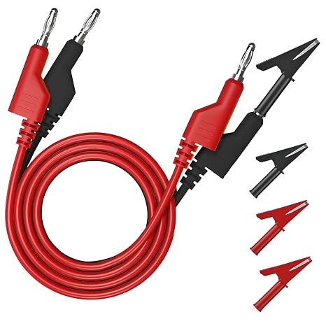 6pcs Stackable Banana to Banana Plug Test Cable Lead Set with 4mm Socket Banana Jack Copper Alligator Clips 4 Clips 2 Test Wires Included, for Multimeter Leads, Electrical Test Leads 1000V Max 19A