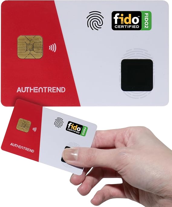 ATKey.Card NFC Fingerprint Security Key - Passwordless FIDO2 Login, Multi-Element Authentication, Tap and Login for Windows, Mac, iPhone - Works as a Digital Business Card