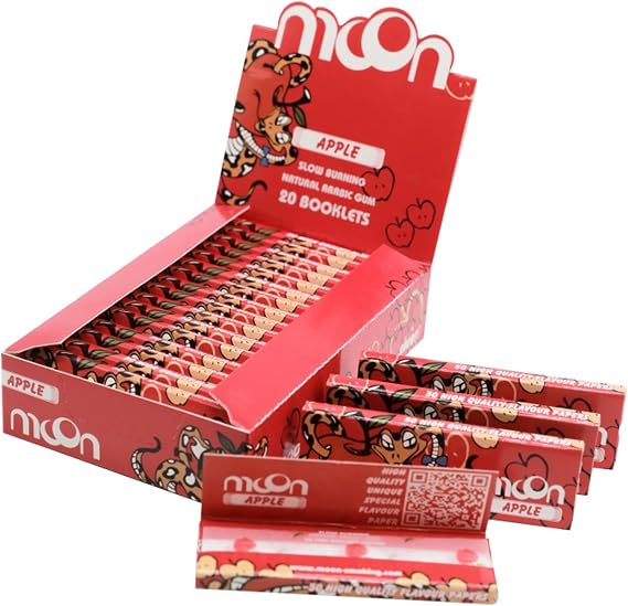 MOON Slow-Burning High-Quality Wood Pulp Carton Paper 40 Sheets Per Book 1 1/4 Size 77x44mm 20 Books/40 Sheets Per Book 800 Sheets In Total 14g/M2 Apple