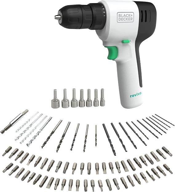 Black + Decker reviva 12 V akülü matkap REVDD12A80 (sürdürülebilir matkap%50 geri dönüştürülmüş plasti