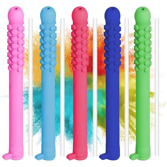 5Pcs Chewable Breather Sticks,Chewable Breather for Flavored Air | Durable Silicone Chewable Breather Sticks with 5 Refill Sticks, Multiple Flavors for Concentration, Habit Replacement