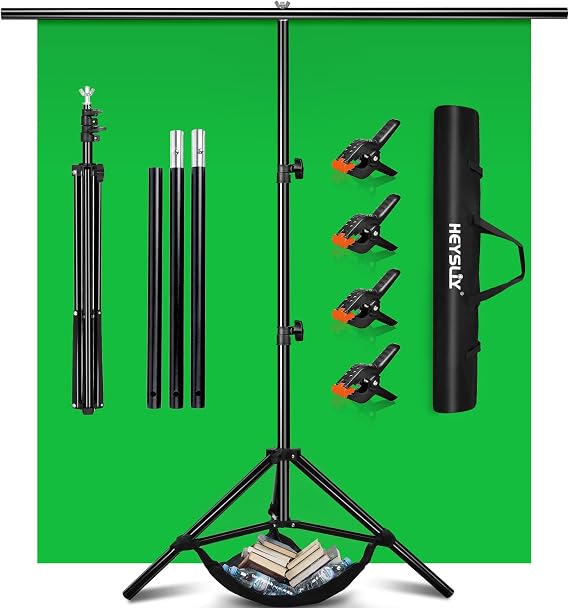 Green Screen Background with Stand 2x2M/6.5x6.5Ft,1.5 x2M GreenScreen Photography Backdrop Kit for Gaming,Photo Studio,Stream,Chroma Key