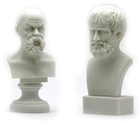 SOCRATES & ARISTOTLE Greek Philosopher Bust Head Set Statue Sculpture