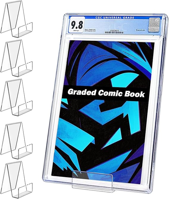 Graded Comic Book Display Stands, Clear Acrylic Comic Book Display Shelves - 6 Pack