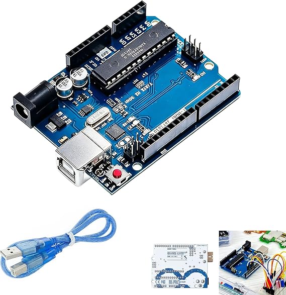 UNO R3 Board Compatible with Arduino, UNO R3 Development Board with USB Cable Microcontroller 16MHz 32KB Flash 14 Digital I O 6 Analog Inputs DIY Programming Module for Robotics Smart Home Projects