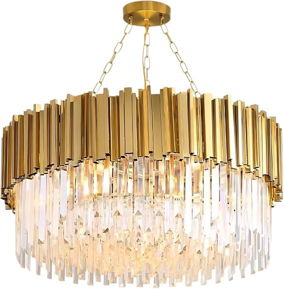 Pendant Light,Crystal Chandelier, Crystal Ceiling Light Modern Crystal Chandelier Luxury Gold Plated LED Pendant Ceiling Light for Villa, Hotel, Living Room, Dining Room(Size:75cm,Color:Gold)