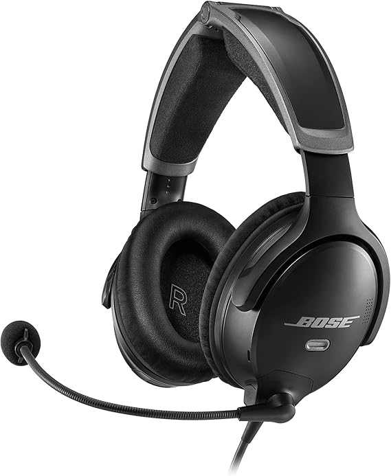 Bose A30 Bluetooth Aviation Headset - Lightweight Comfortable Design, Adjustable ANR and Noise Cancelling Microphone, [Dual Plug] Black