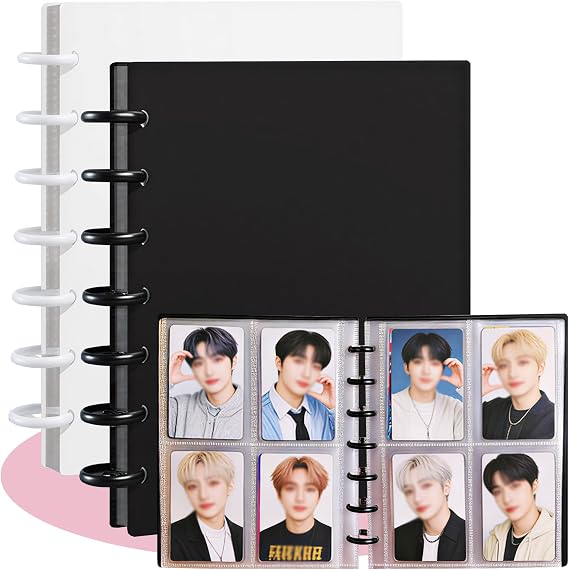 Kpop Photocard Binder, 2 Pack with 40 Pages 160 Pockets, 3-Inch Photo Card Holder Album for Fujifilm Instax Mini, Polaroid Photos, Standard Trading Cards and ID Cards (Black, White)