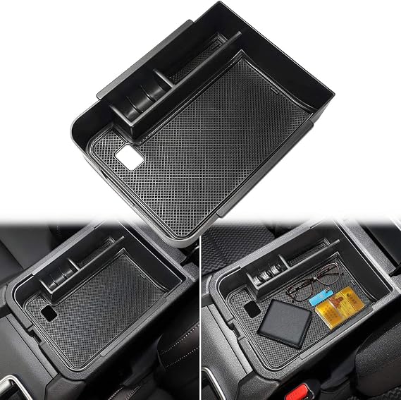 auovo Center Console Organizer Tray for Sentra Accessories 2020 2021 2022 2023 2024 2025 ABS Plastic Secondary Armrest Storage Glove Box with Coin Holder (Black)