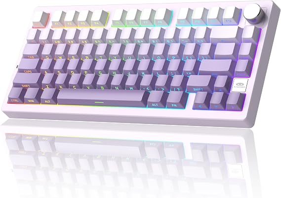 MageGee Light 75 Wireless Mechanical Keyboard,75% Hot Swappable Custom Keyboard with Knob,RGB Backlit,Double-shot PBT Keycaps,2.4GHz/BT5.0/USB-C Mechanical Gaming Keyboards