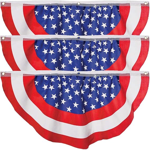 Iconikal American Flag Bunting 4x2 Ft 3-Pack July 4th Patriotic
