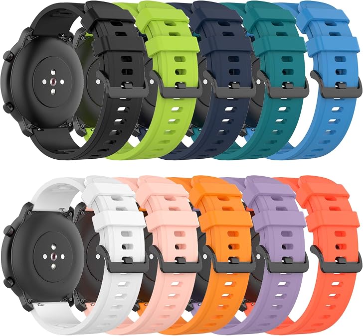 QGHXO Band for Amazfit Bip 6/Bip 5, 22mm Quick Release Silicone Replacement Band for Amazfit GTR 4/3/3 Pro/2/2e/GTR 47mm Smartwatch (No Tracker)