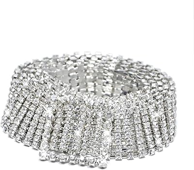 Ubrand Silver Rhinestone Belt Shiny Crystal Ladies Waist Belt for Women Girls Exquisite Jeans Dress Jewelry Gift