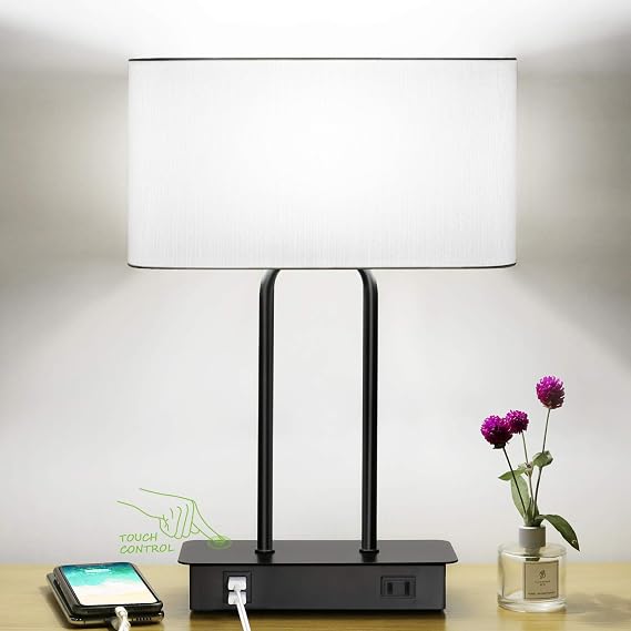 Bedside Touch Control Table Lamp, 3 Way Dimmable Modern Nightstand Lamp