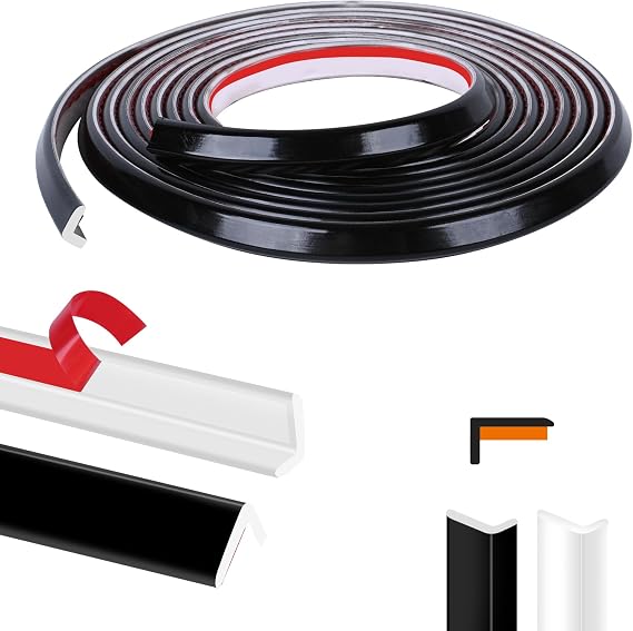 Peel and Stick Tile Edge Trim 10Ft L-Shape Tile Outside Corner Molding Vinyl Tile Exterior Trim Edging Moulding for Bathroom Tile Backsplash & Shower Wall Edges Furniture Decoration - Black