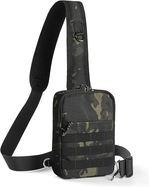 Sling Bag, Tactical Anti Theft Crossbody Bag with Zipper Lock RFID EDC Small Chest Bags for Men Women(Camouflage)