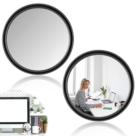 2 Pcs Cubicle Mirror, Adjustable Cubicle Mirror, 2.24 Inch Black