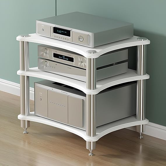 Stereo Cabinet, Media Storage Shelf, Sturdy Audio Rack Stand Tower, for Living, Gaming, Recording Room(3rd Floor)