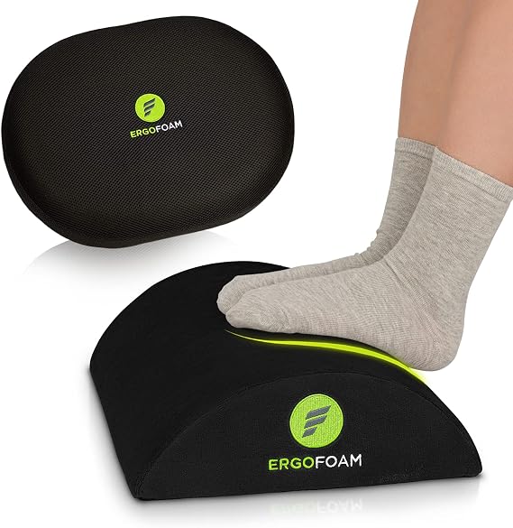 ErgoFoam Regular Foot Rest (Velvet, Black) and Orthopedic Donut Pillow Bundle