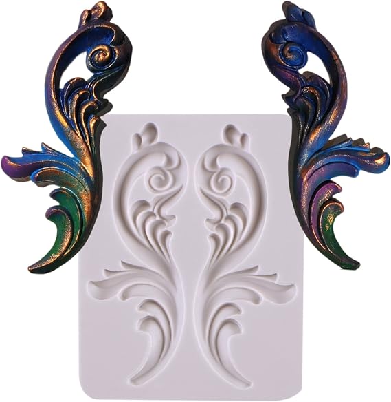Baroque Fondant Border Mold, Relief Chocolate Silicone Cake Decor Candy Mould, for Birthday Wedding Cake Cupcake Decoration, Resin Clay, Plaster, Home Furniture Corner Border