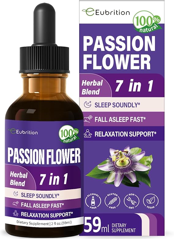 Passion Flower Extract Tincture for Sleep Support, Natural Herbal Formula with Valerian Root Chamomile Extract Support Sleep Soundly & Relaxation. High Bioavailability Supplement.2oz