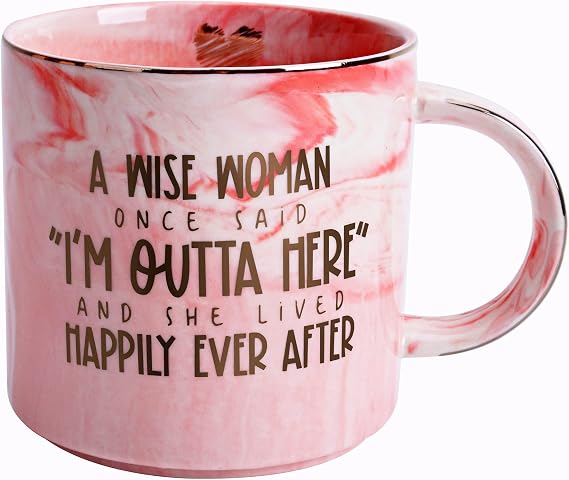 Retirement Gifts for Women - Funny Retirement Coffee Mugs Gift for Coworkers, Boss, Mom, Sister, Aunt, Best Friend - Retired Presents for Coworker, Office, Family - Pink Marble Mug, Ceramic 11.5oz Cup