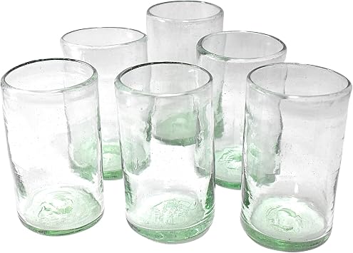 MAREY Set of 6 Hand-Blown Glass Water Glasses in Mexico ... (Natural, 14 Ounces)