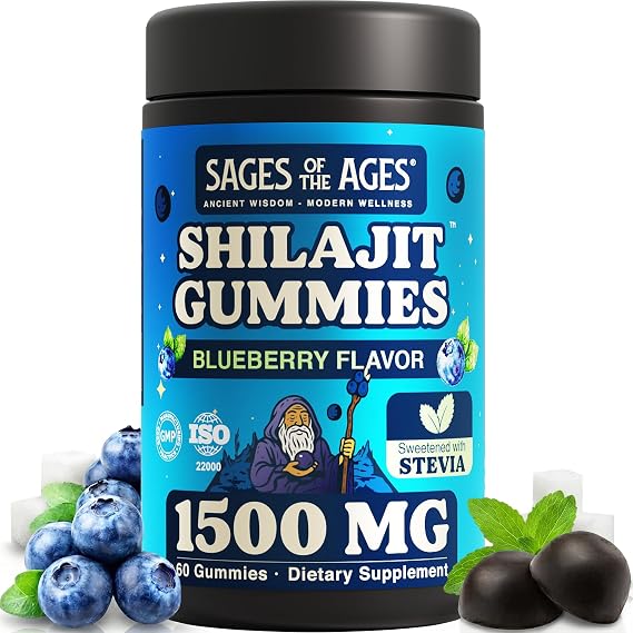 Shilajit Gummies 1500 mg Himalayan Shilajit for Men Energy & Stamina Pure Fulvic Acid Complex Organic, Vegan, Non-GMO, Sugar-Free Supplement for Strength & Vitality