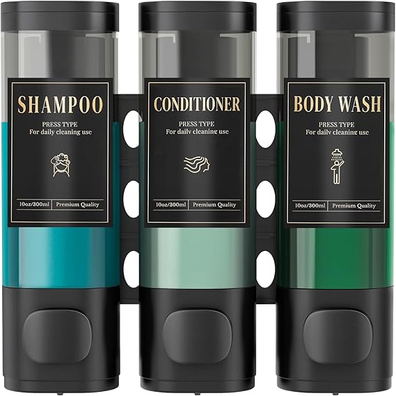 Luxspire Shampoo and Conditioner Dispenser, Shower Soap Dispenser 3-Chamber