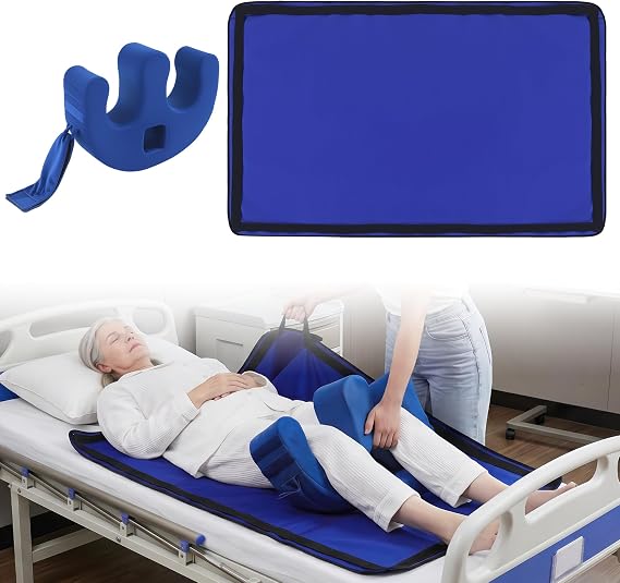 2PCS Bedridden Patient Care Kit, Positioning Bed Pad with Handles & Leg Elevation Turning Pillow, Elderly Nursing Aid Set for Bedridden, Seniors, Surgery Recovery,Home Hospital Care