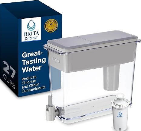 Brita X-Large 27 Cup Water Dispenser, Includes 1 Filter, Gray