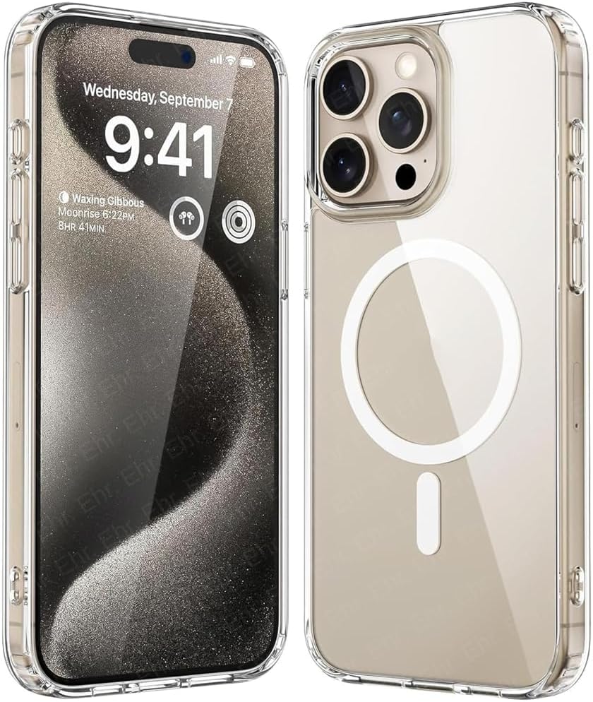 Coverzone İphone 15 Pro Max İle Uyumlu Yüksek Kalite Kablosuz Şarj Özellikli Silikon Telefon Kılıfı Şeffaf, Wireless Magsafe ile uyumlu Silikon Kapak Şeffaf