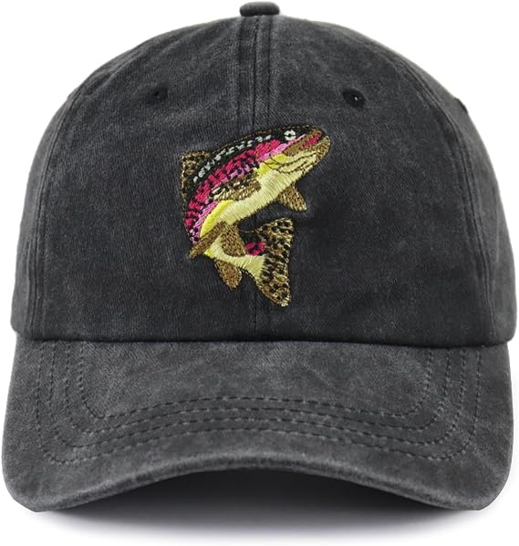 Fishing Hat for Men Women, Funny Embroidered Adjustable Cotton Fish Baseball Cap